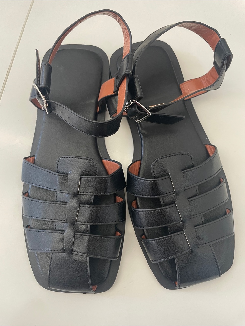Women’s Black Fisherman Sandals with Adjustable Ankle Strap
